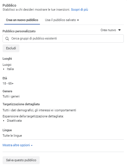 Guida Facebook Ads: da 0 a ROI (costi, strategie e casi studio) 17 Facebook ads Pubblico